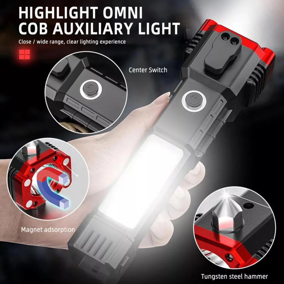 Rechargeable LED Torch with COB Light