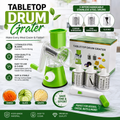 3-in-1 Rotary Drum Vegetable Cutter & Cheese Grater | Manual Hand Crank Vegetable Slicer, Potato Grater, Kitchen Food Shredder with Stainless Steel Blades